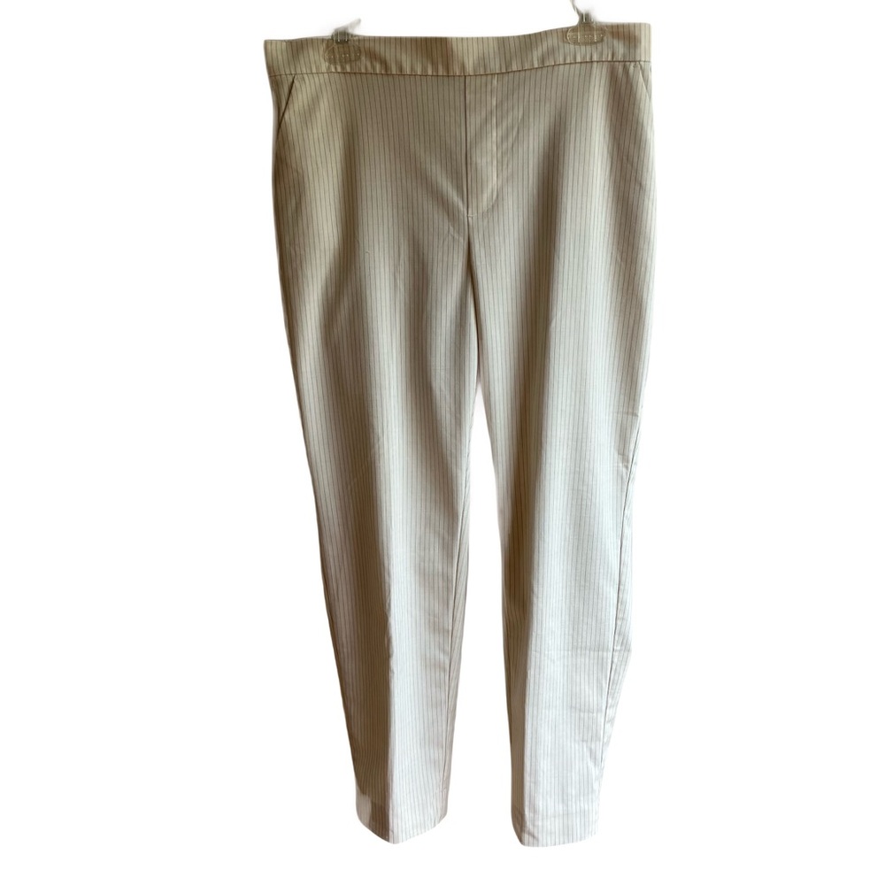 Banana Republic Hayden Pant Size 12 Ivory Striped Pull On Trouser Pockets Office